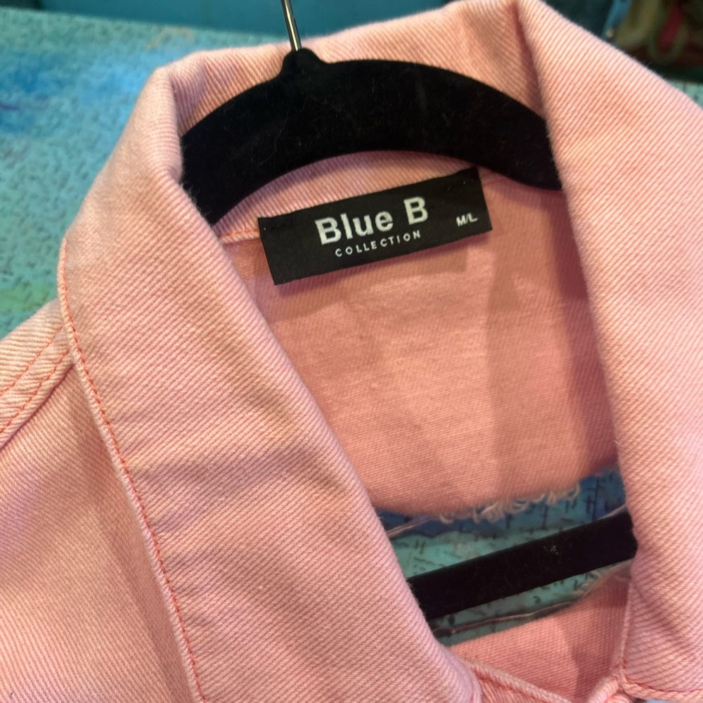 Pink Diamond Fringe Distressed Denim Jacket - Picture 7 of 16